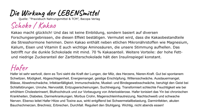 Lebensmittel Power Portrait Schoko Hafer